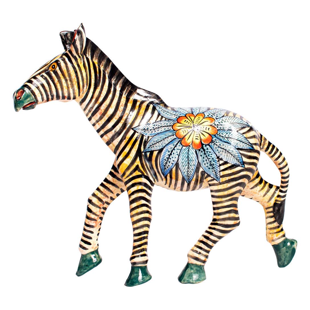 Ceramic  Zebra Sculpture , hand made in South Africa In Excellent Condition In North Miami, FL