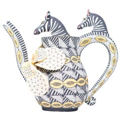 Ceramic Zebra Teapot  , hand made in South Africa