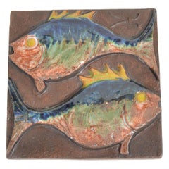 Ceramic Zodiak Tile Pisces, Jihokera, 1970s