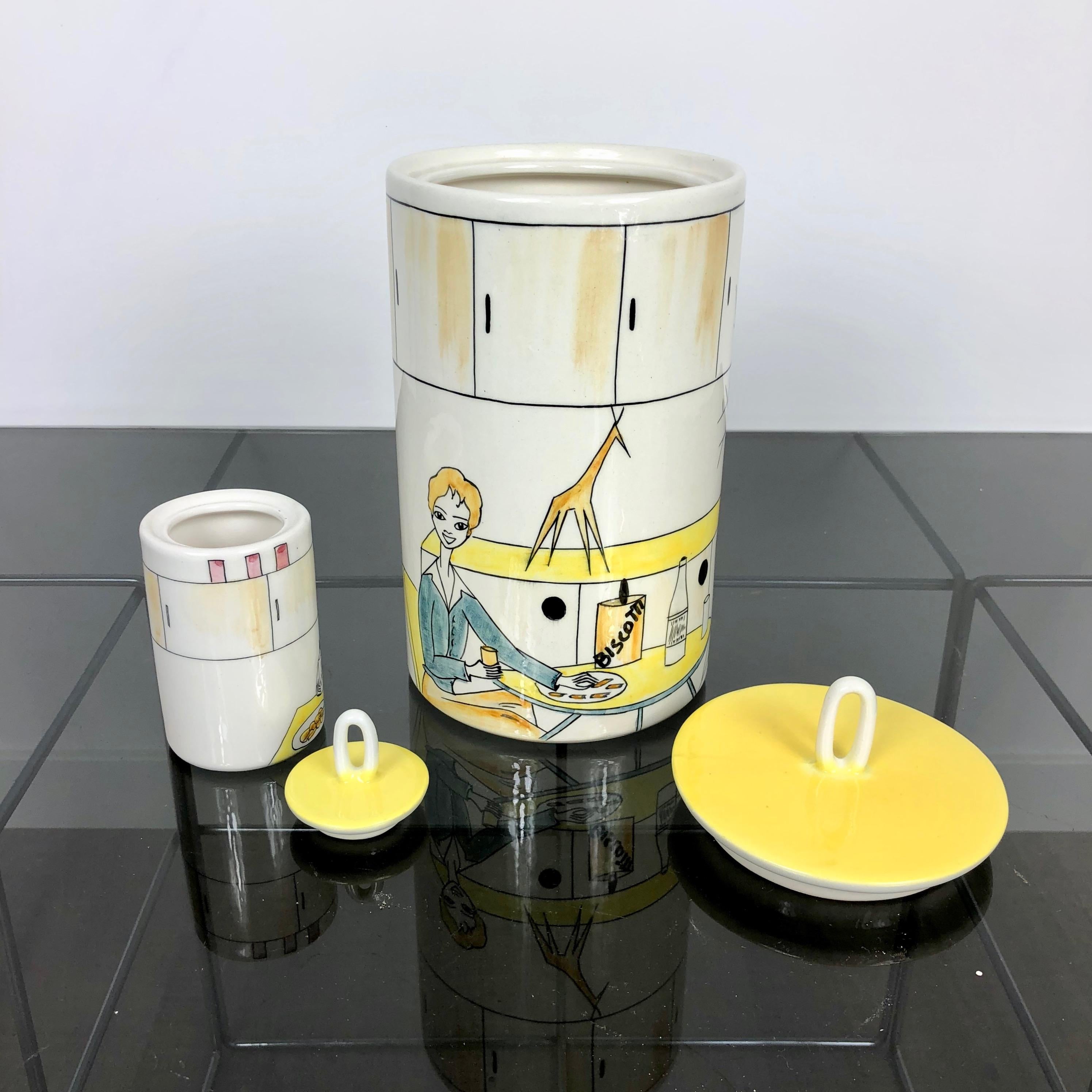 Ceramica Alfa Italian Ceramic Set of Nine Spices Mix, Futurist, 1950s For Sale 5