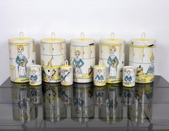 Ceramica Alfa Juego de Nueve Mezclas de Especias de Cerámica Italiana, Futurista, Años 50