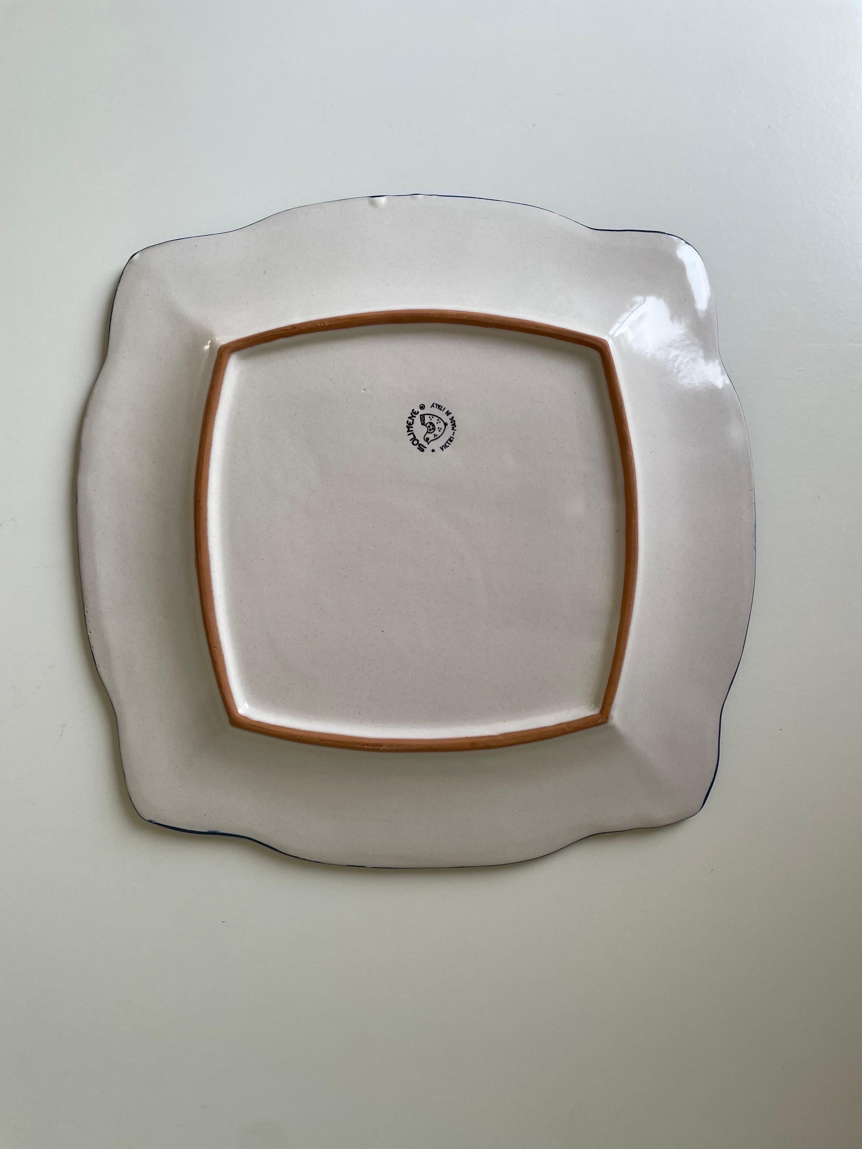 Ceramica Artistica Solimene Blue, White and Orange Decorative Dish Plate, Italy 7