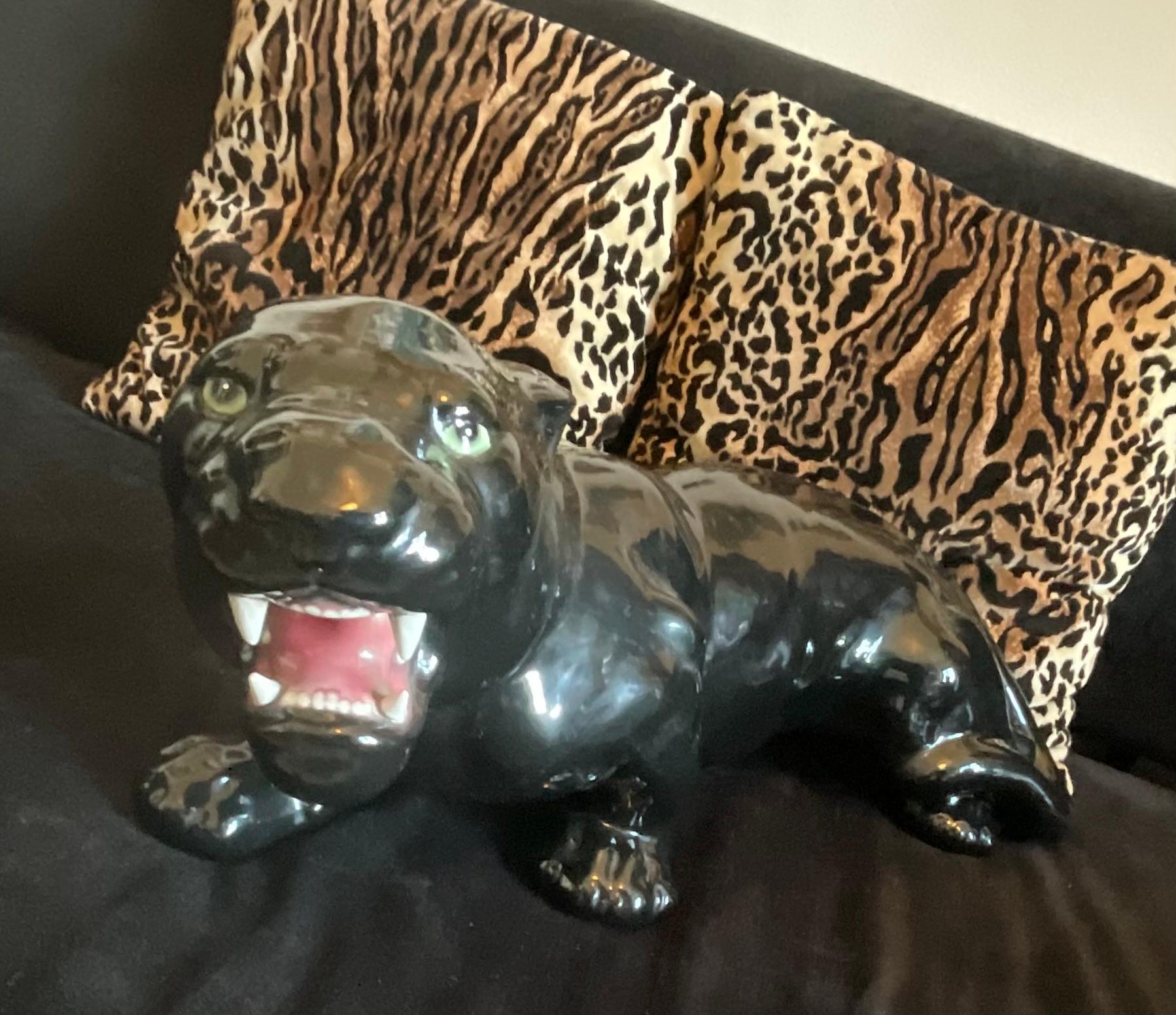CERAMICA BASSANO - Schwarzer Panther - Hergestellt in ITALIEN 1960 im Angebot 3