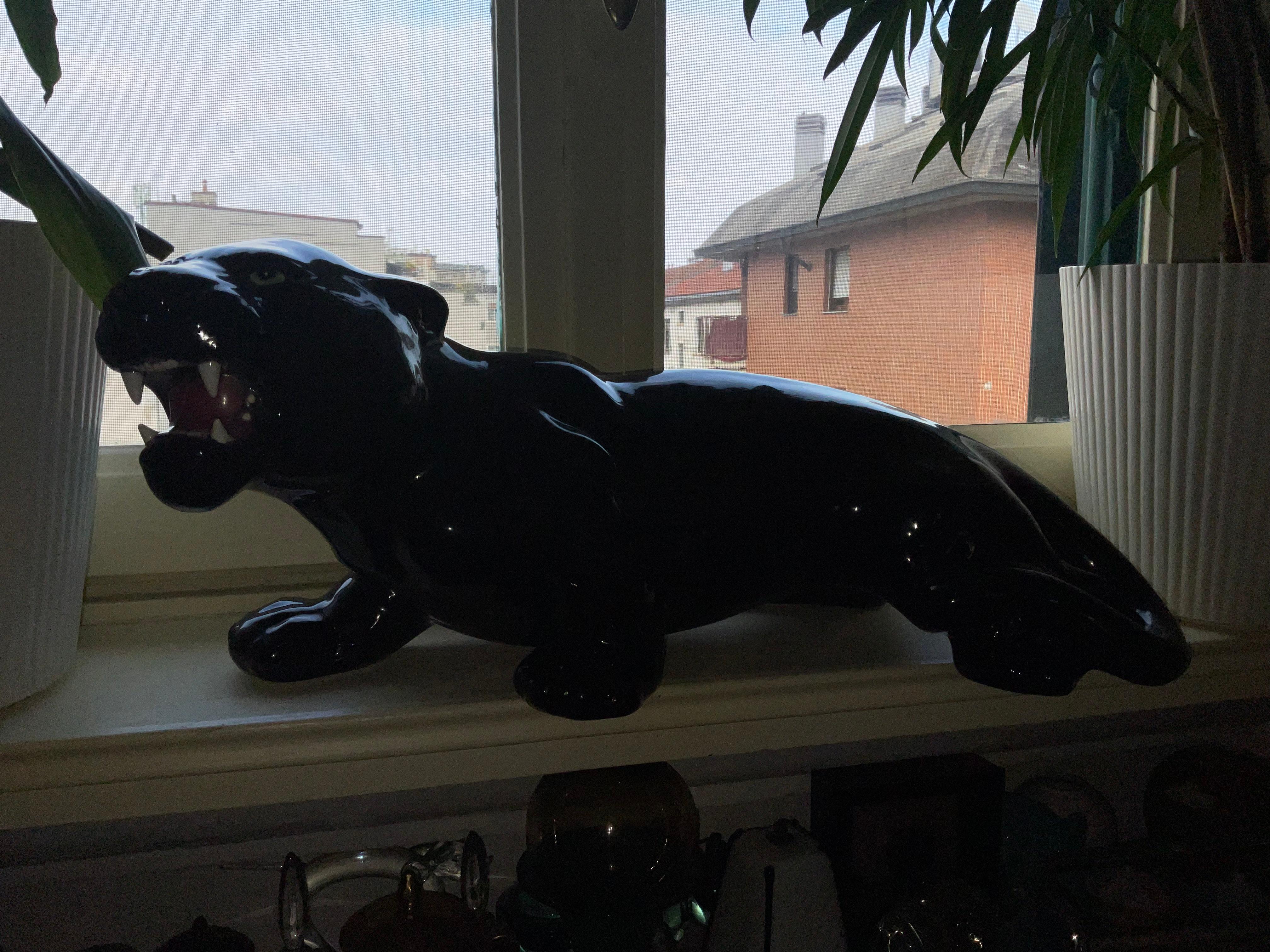 CERAMICA BASSANO - Schwarzer Panther - Hergestellt in ITALIEN 1960 im Angebot 6