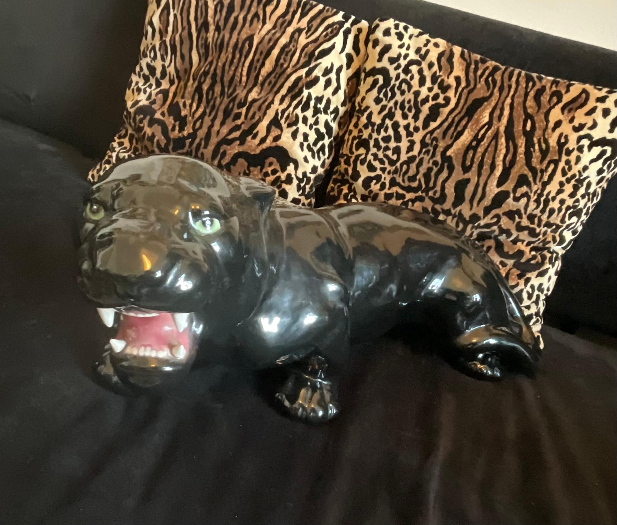 CERAMICA BASSANO - Schwarzer Panther - Hergestellt in ITALIEN 1960 (Moderne der Mitte des Jahrhunderts) im Angebot