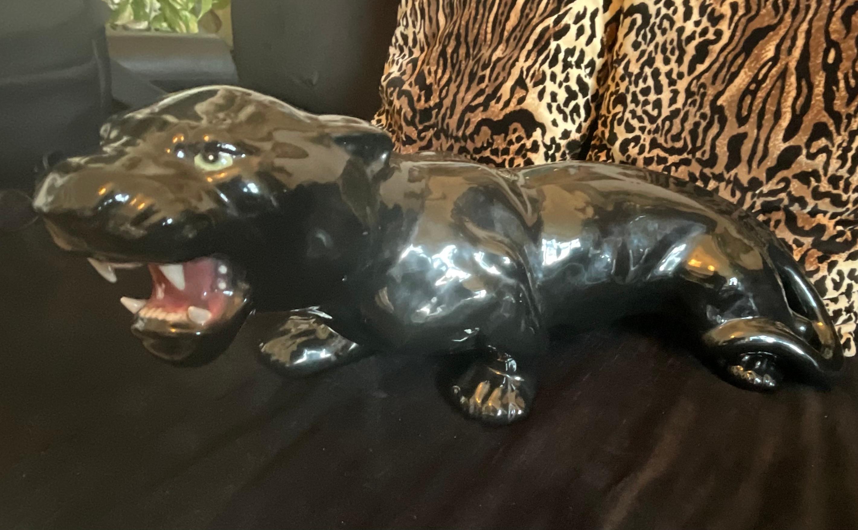 CERAMICA BASSANO - Schwarzer Panther - Hergestellt in ITALIEN 1960 (Emailliert) im Angebot