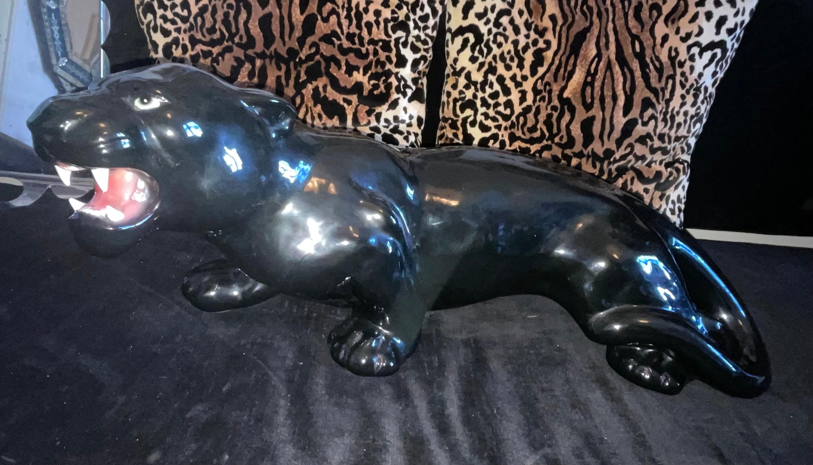 CERAMICA BASSANO - Schwarzer Panther - Hergestellt in ITALIEN 1960 (Keramik) im Angebot
