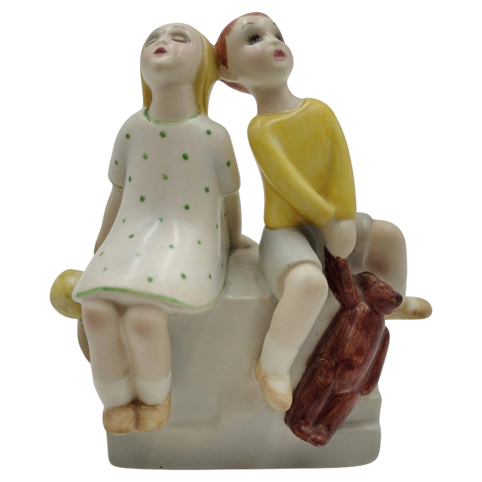 Dekorierte Keramik 'Bambini' 1930, Manufaktur Lenci, Italien