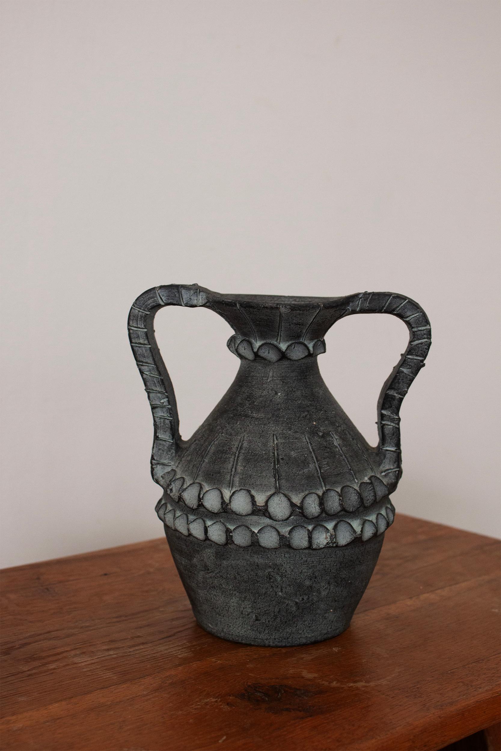 Ceramica Partenon 1950 Español Hand Made Ceramica Negra Amphora Mid-Century en Excelente estado para la venta en Rümmingen, BW