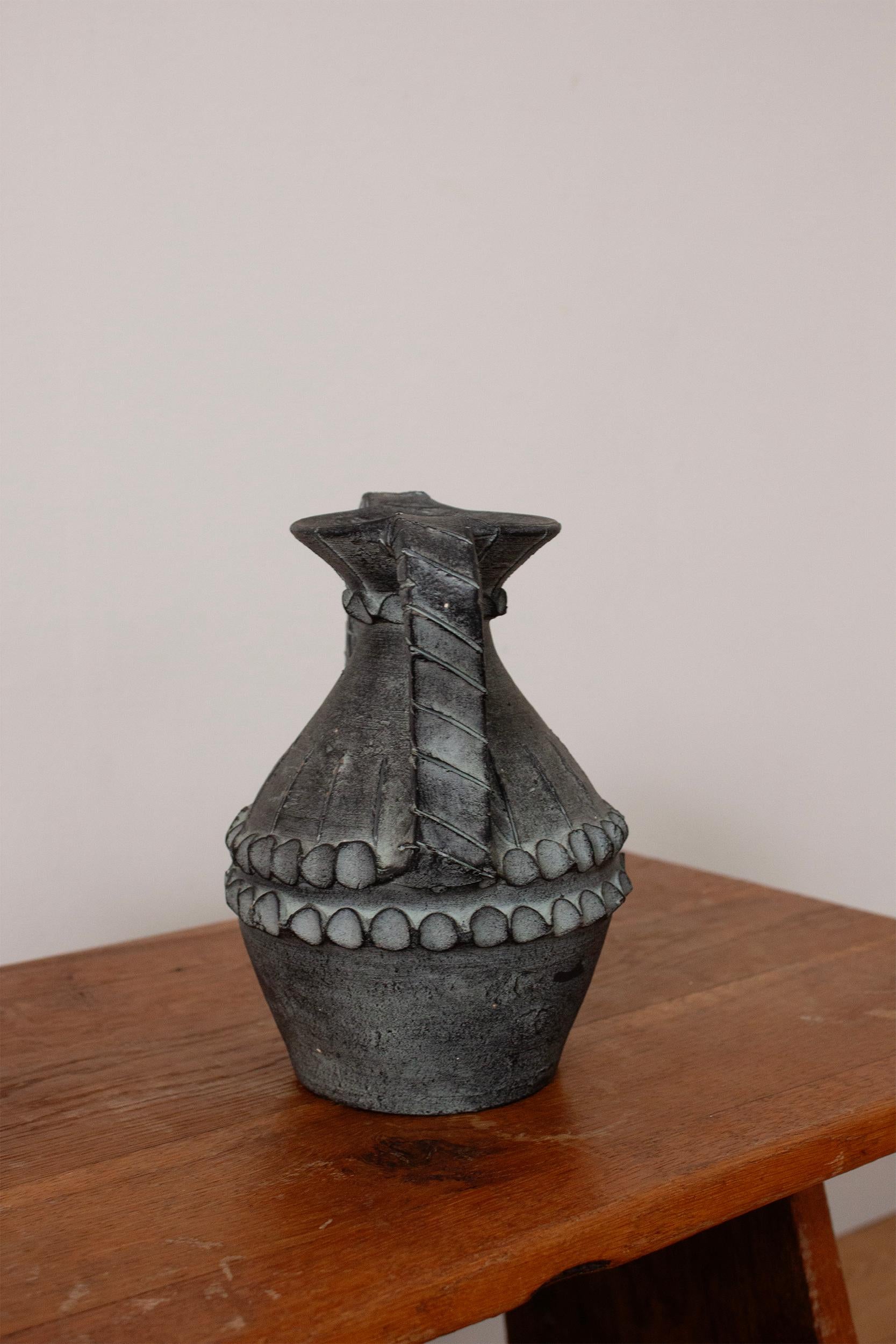 Ceramica Partenon 1950 Español Hand Made Ceramica Negra Amphora Mid-Century siglo XX en venta