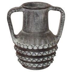 Ceramica Partenon 1950 Spanish Hand Made Black Ceramic Amphora Mid-Century