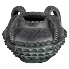 Ceramica Partenon 1950 Spanish Hand Made Black Ceramic Vesel Mid-Century