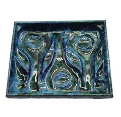 Cerámica Amedei de Faenza Svuotatasche en mayólica verde, Italia años 60