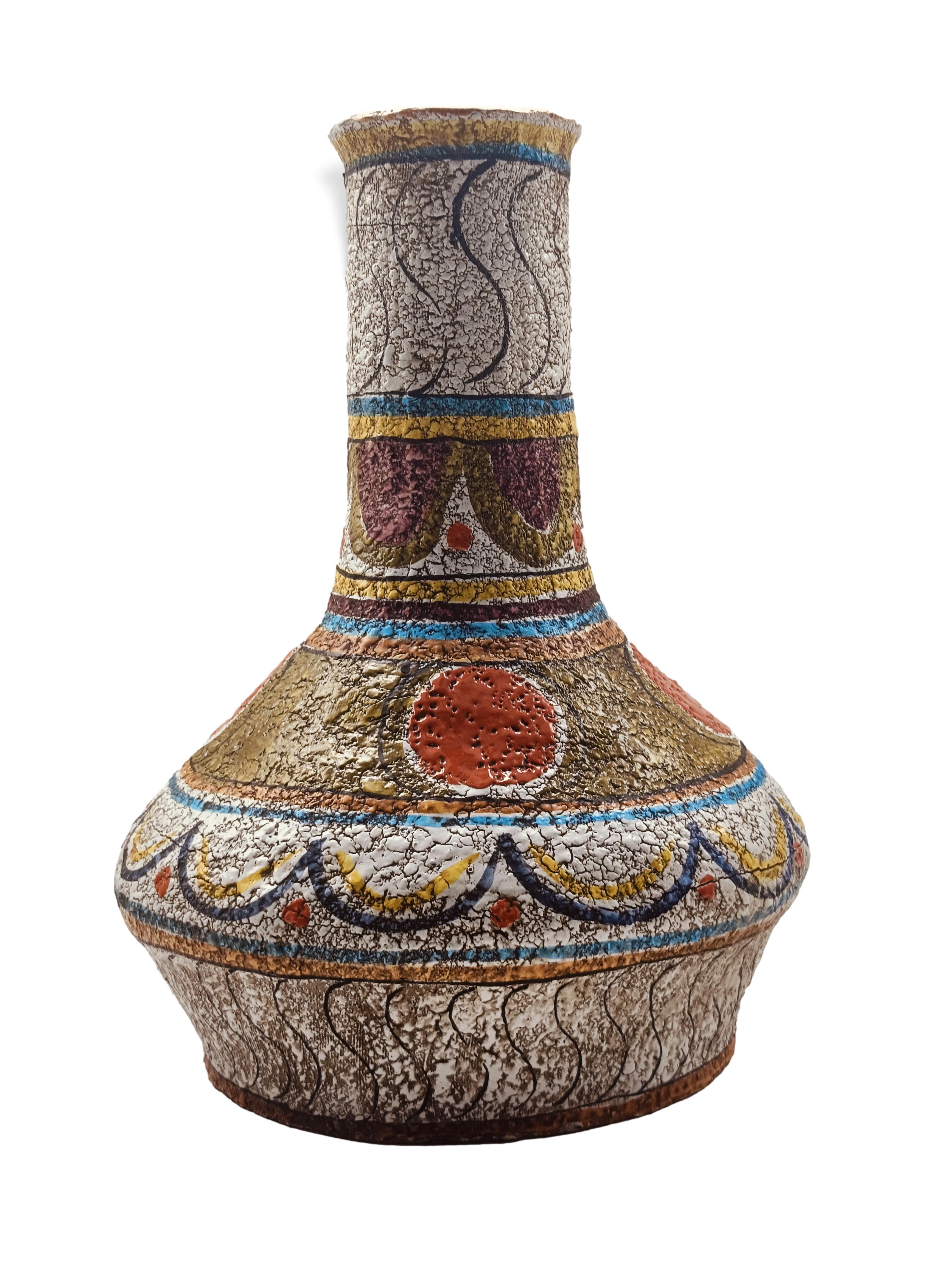 Mid-Century moderno Ceramiche Artistiche Mamma Ro' Vaso Anfora in Terracotta Smaltata, Italia 1970s in vendita