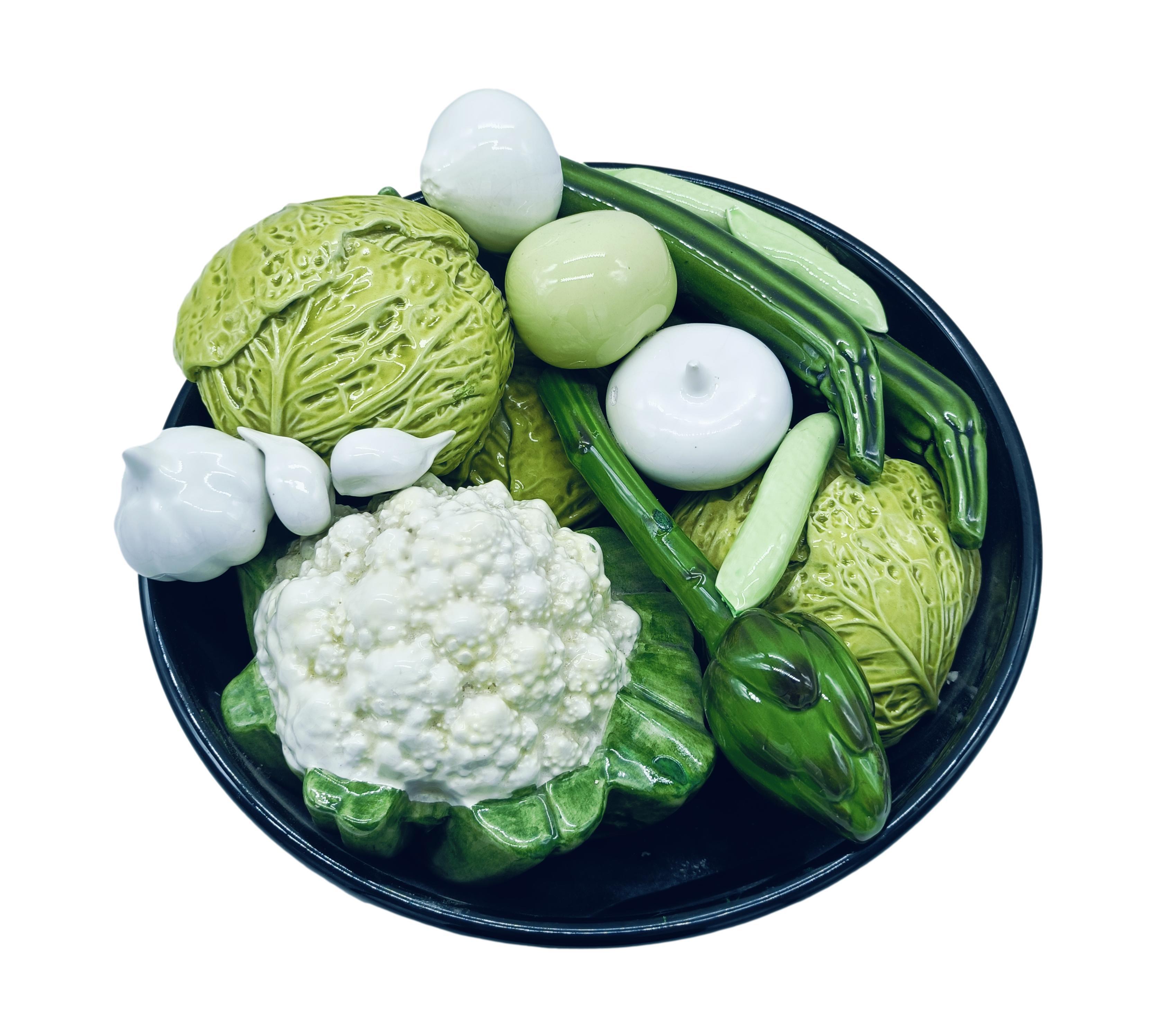 Mid-Century Modern Bertinazzo Marostica Ceramics Centerpiece with Vegetables, Italy 1970s For Sale