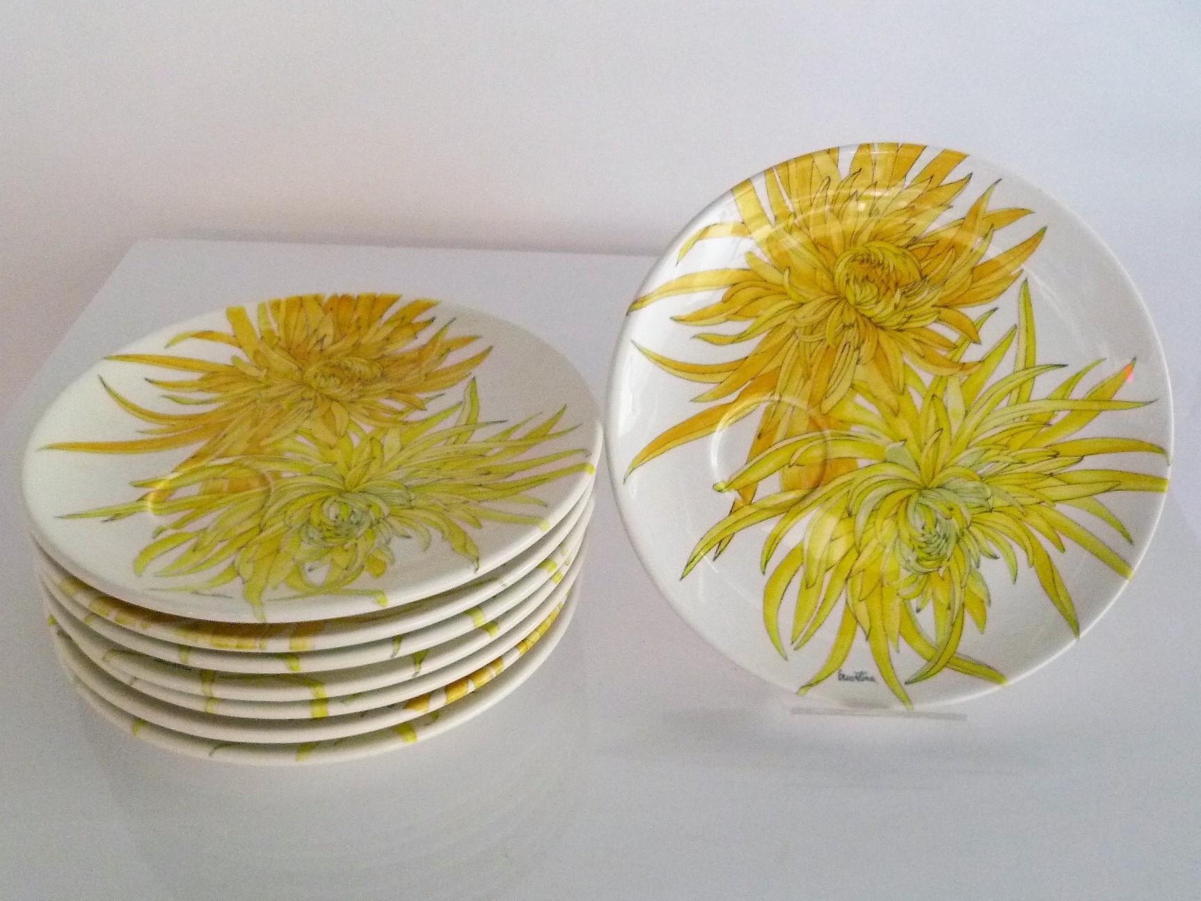 Ceramiche Ernestine, Salerno, Italy Set Chrysanthemum Dinnerware 39 Pcs, 1950s 6