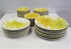 Ceramiche Ernestine, Salerno, Italy Set Chrysanthemum Dinnerware 39 Pcs, 1950s