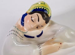 Ceramiche Mola Majolica Tray Ashtray Sardinian Girl, Cagliari Italy