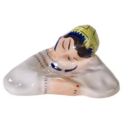 Ceramiche Mola Majolica Tray Ashtray Sardinian Girl, Cagliari Italy