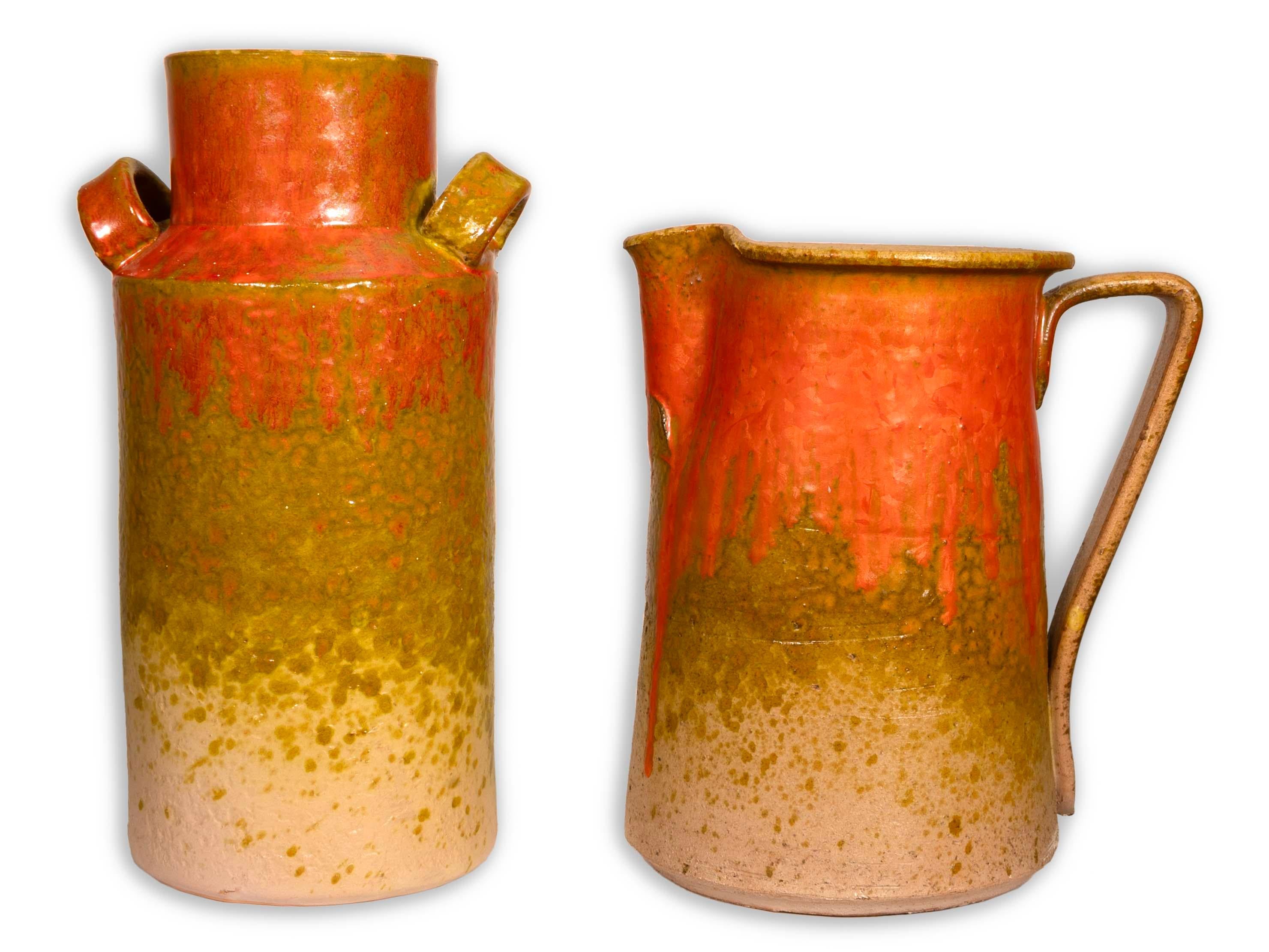 Terracotta Ceramiche Toscane Italia Set di 2 pezzi 1 Vaso 1 Brocca Made in Italy in vendita