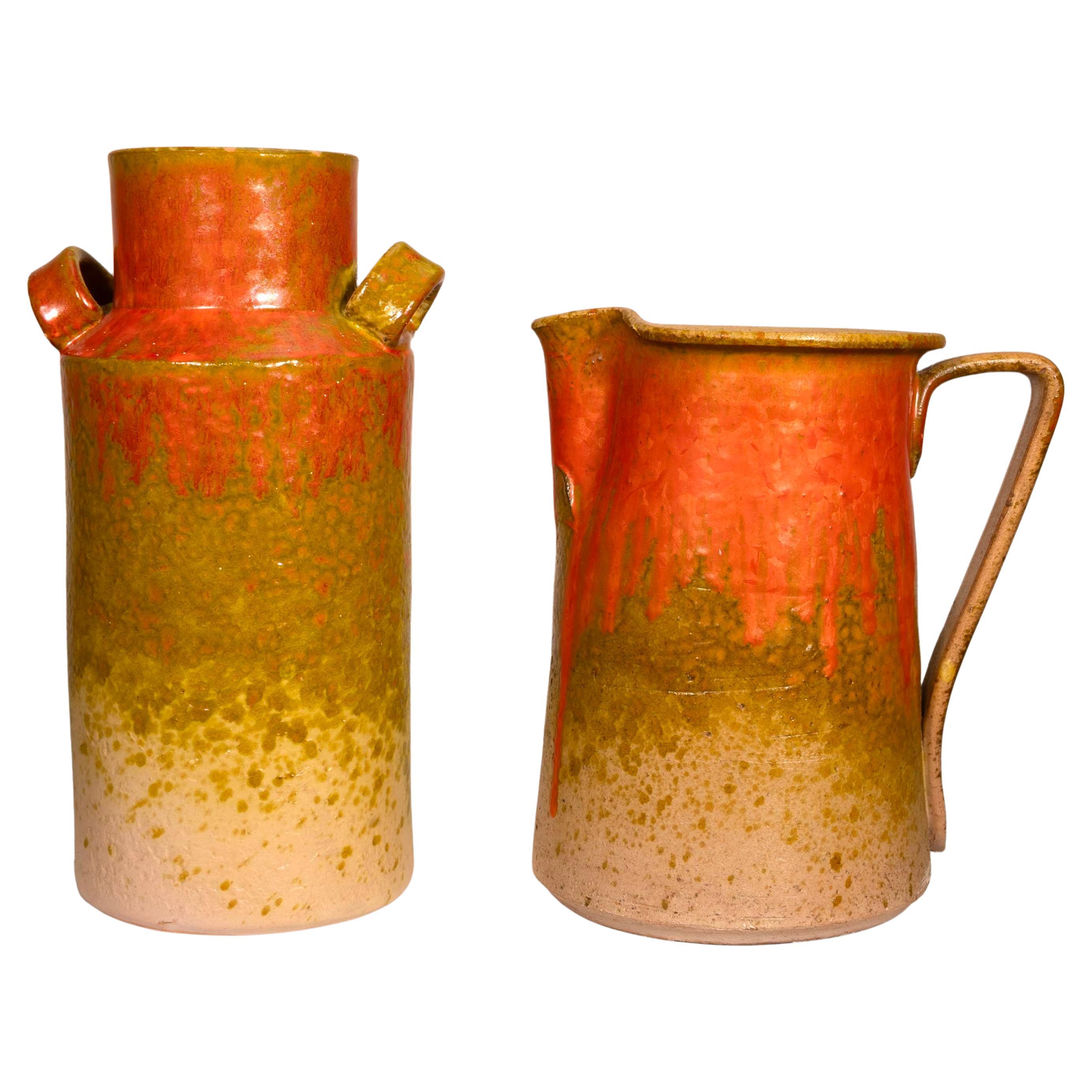 Ceramiche Toscane Italy Set of 2 Pieces 1 Vase 1 Pitcher Made in Italy