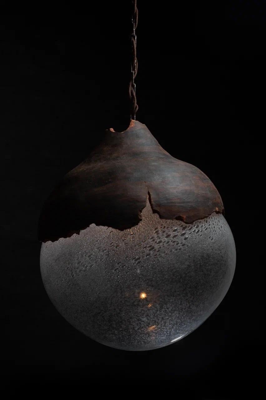 Ceramics and Glass Lamp by Olexandr Pinchuk
Dimensions: D 45 x W 45 x H 45 cm.
Materials: Glass, clay.

All our lamps can be wired according to each country. If sold to the USA, it will be wired for the USA, for instance.

Olexandr Pinchuk (Ukraine,
