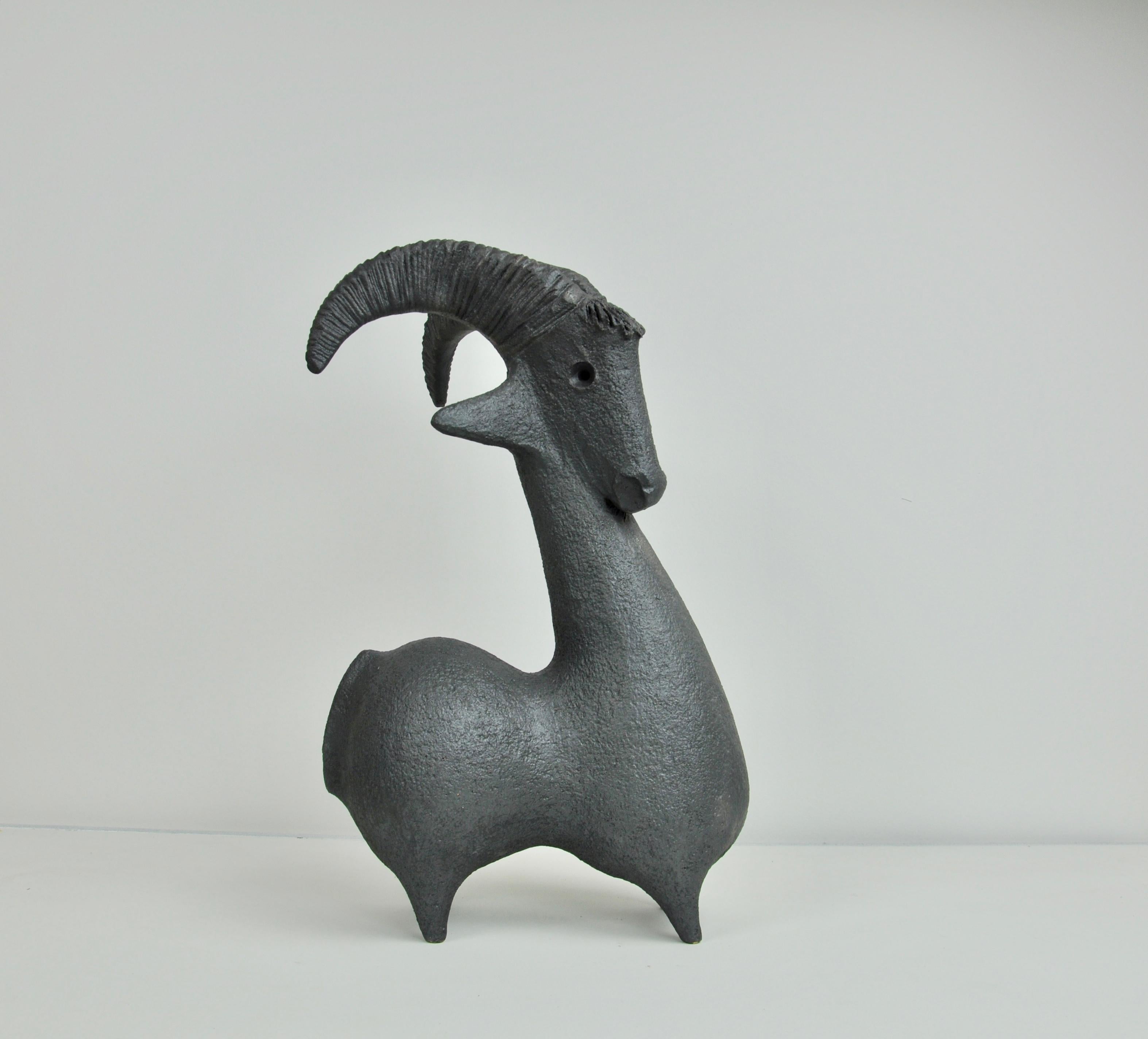 Ceramics in the shape of a goat stamped Dominique Pouchain.