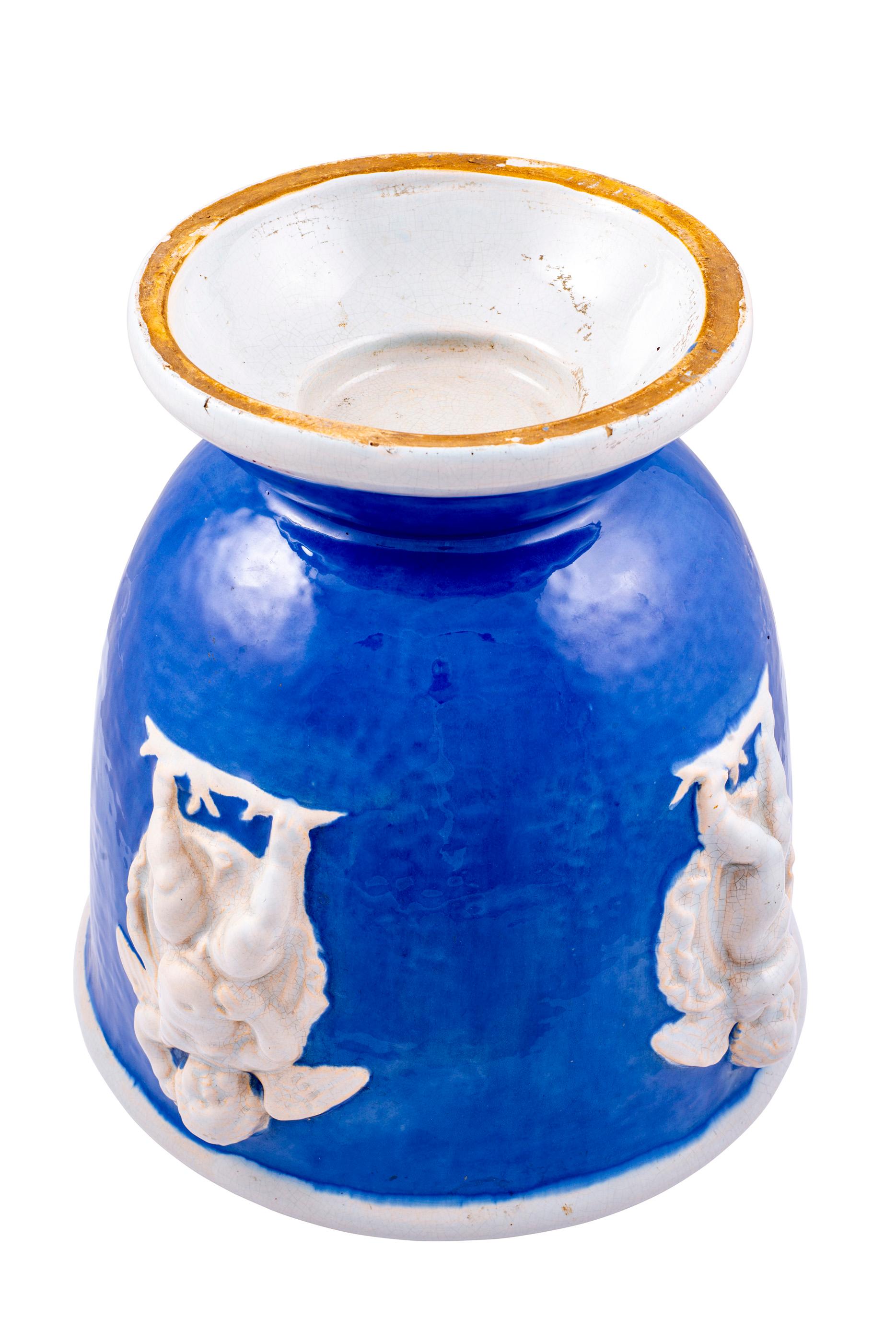 Austrian Ceramics Vase with Winged Putti Michael Powolny Wienerberger, circa 1916-1917 For Sale
