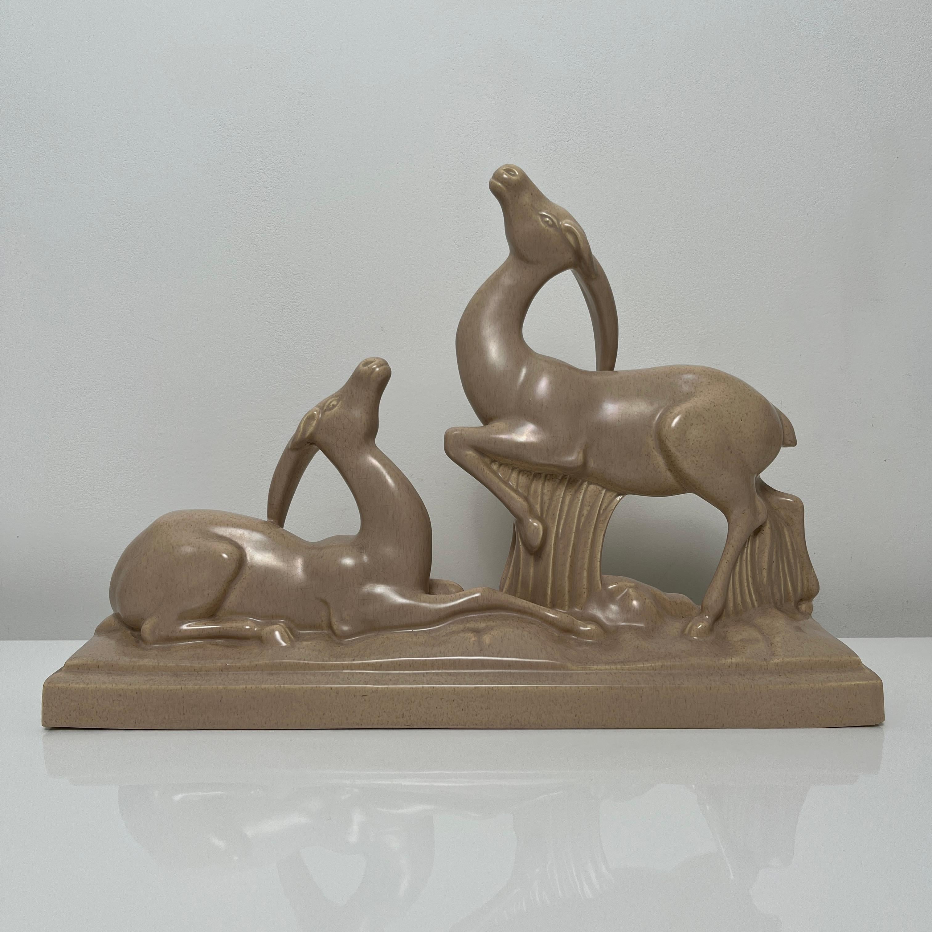Céramique Art Deco Antilopes de Charles Lemanceau Africaniste barbotine, France For Sale 3