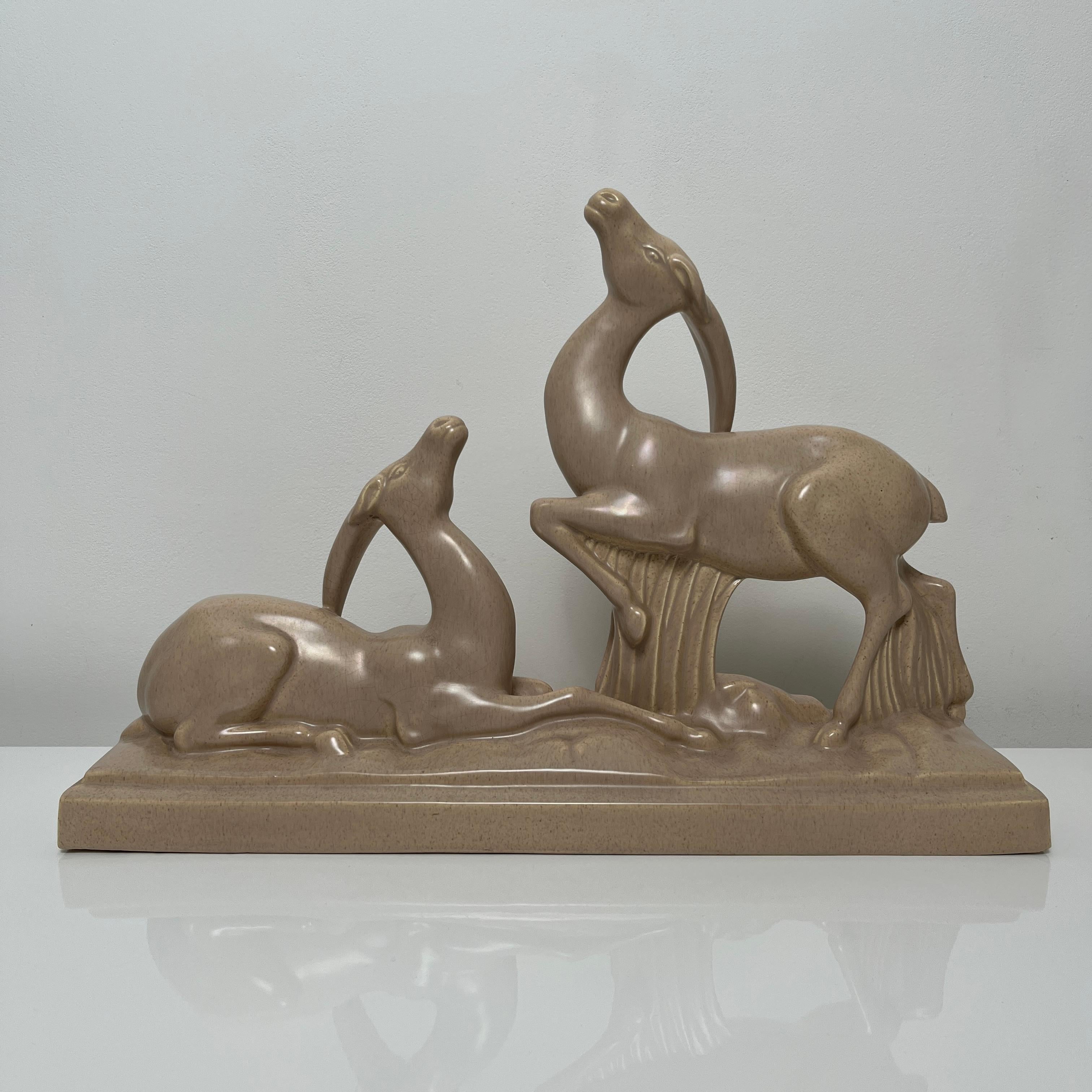 Céramique Art Deco Antilopes de Charles Lemanceau Africaniste barbotine, France For Sale 2