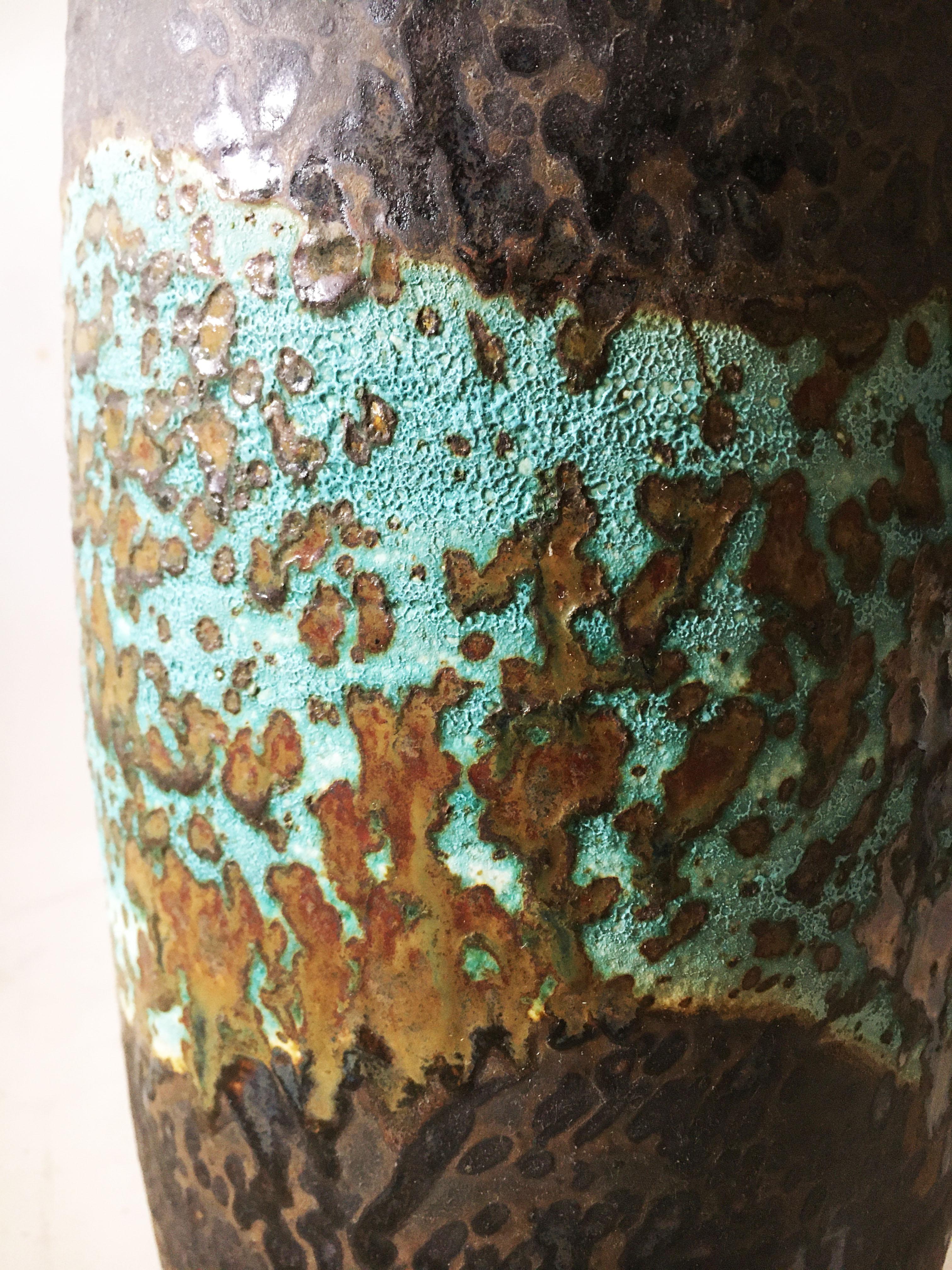 Mid-Century Modern Ceramos Sculptural Lava Textured Vintage Floor Vase, Austria, 1970s For Sale