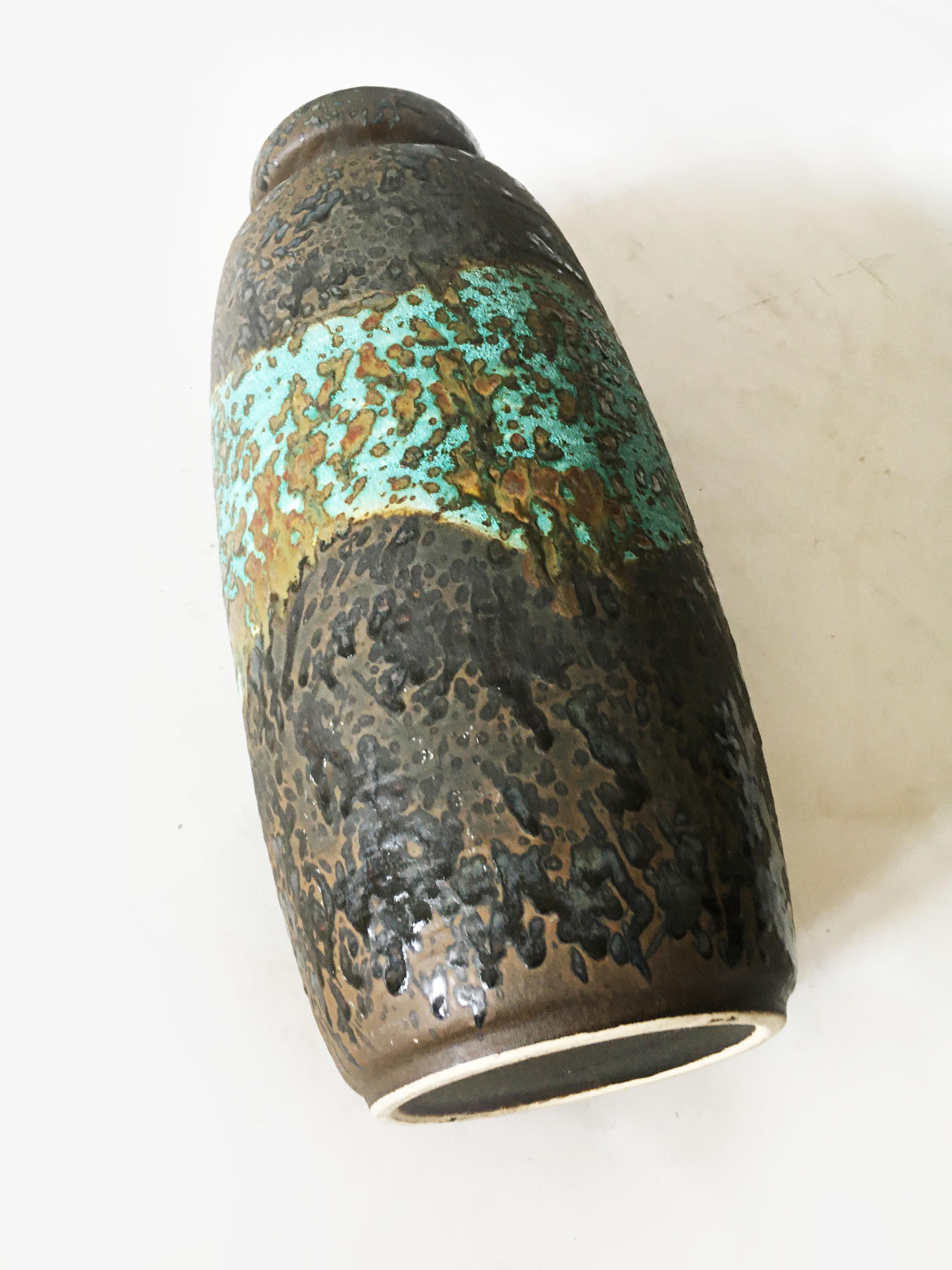 Glazed Ceramos Sculptural Lava Textured Vintage Floor Vase, Austria, 1970s For Sale