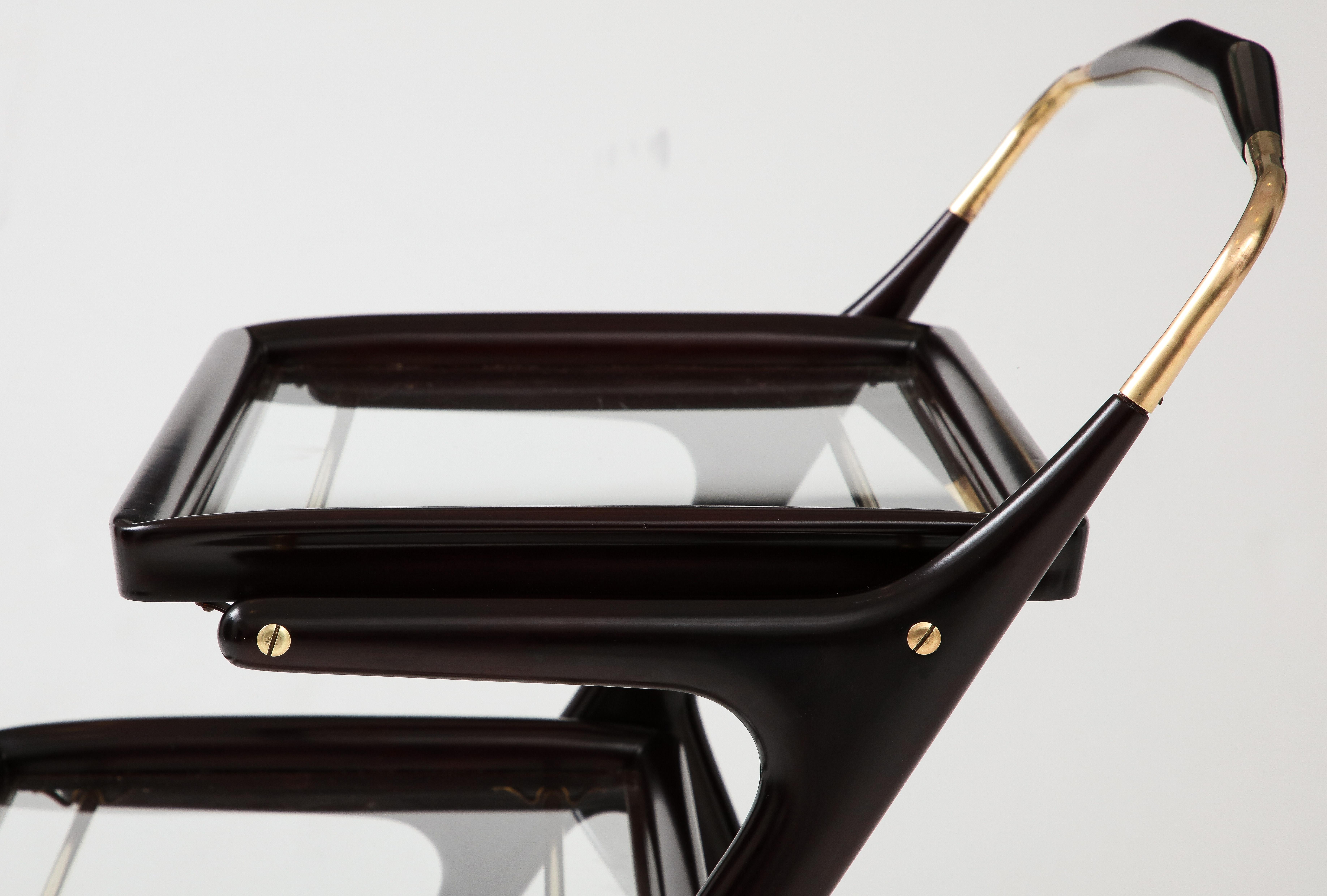 Cesare Lacca Modernist 3 Tier Bar Cart For Sale 4