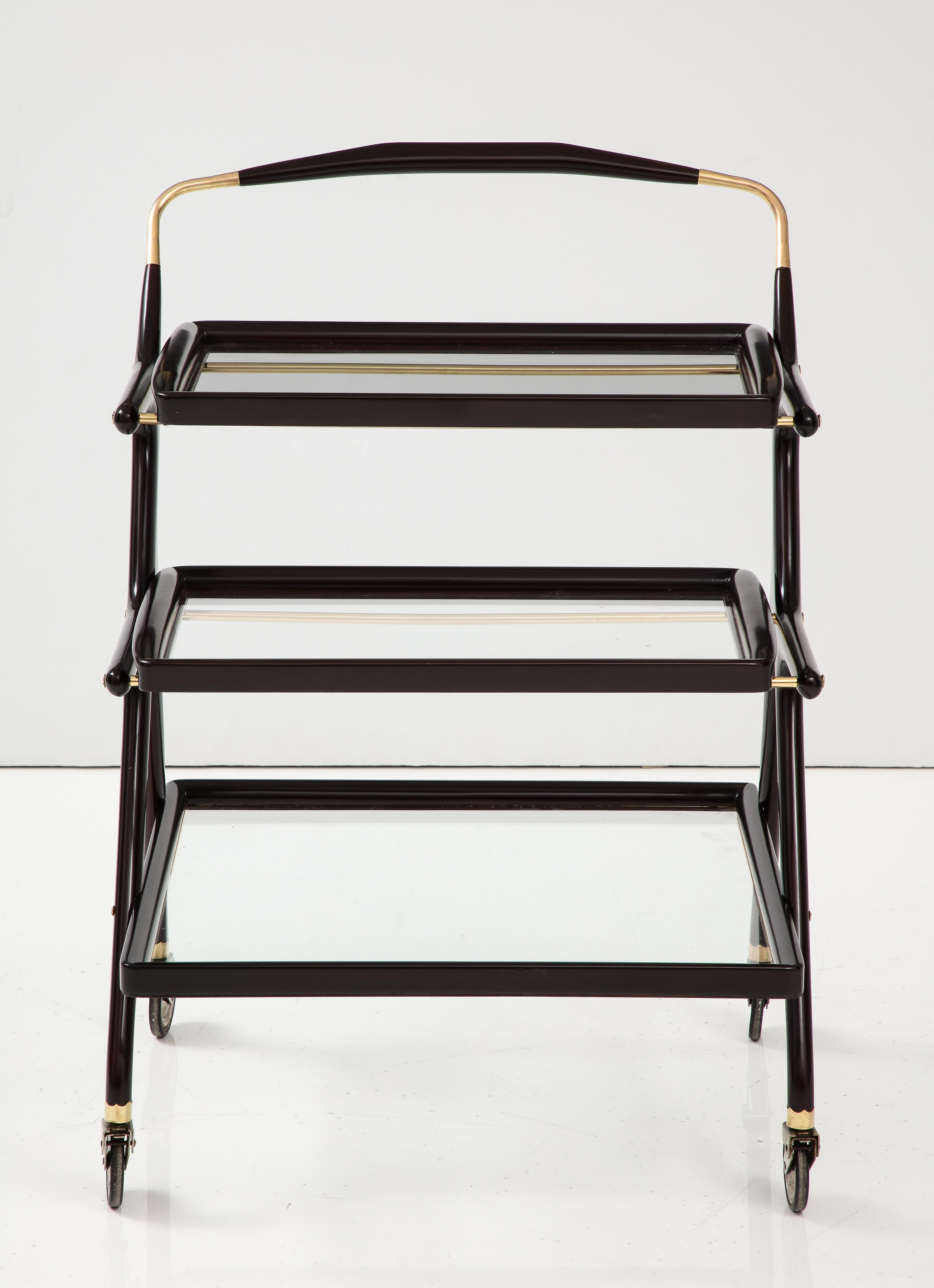 Cesare Lacca Modernist 3 Tier Bar Cart For Sale 6