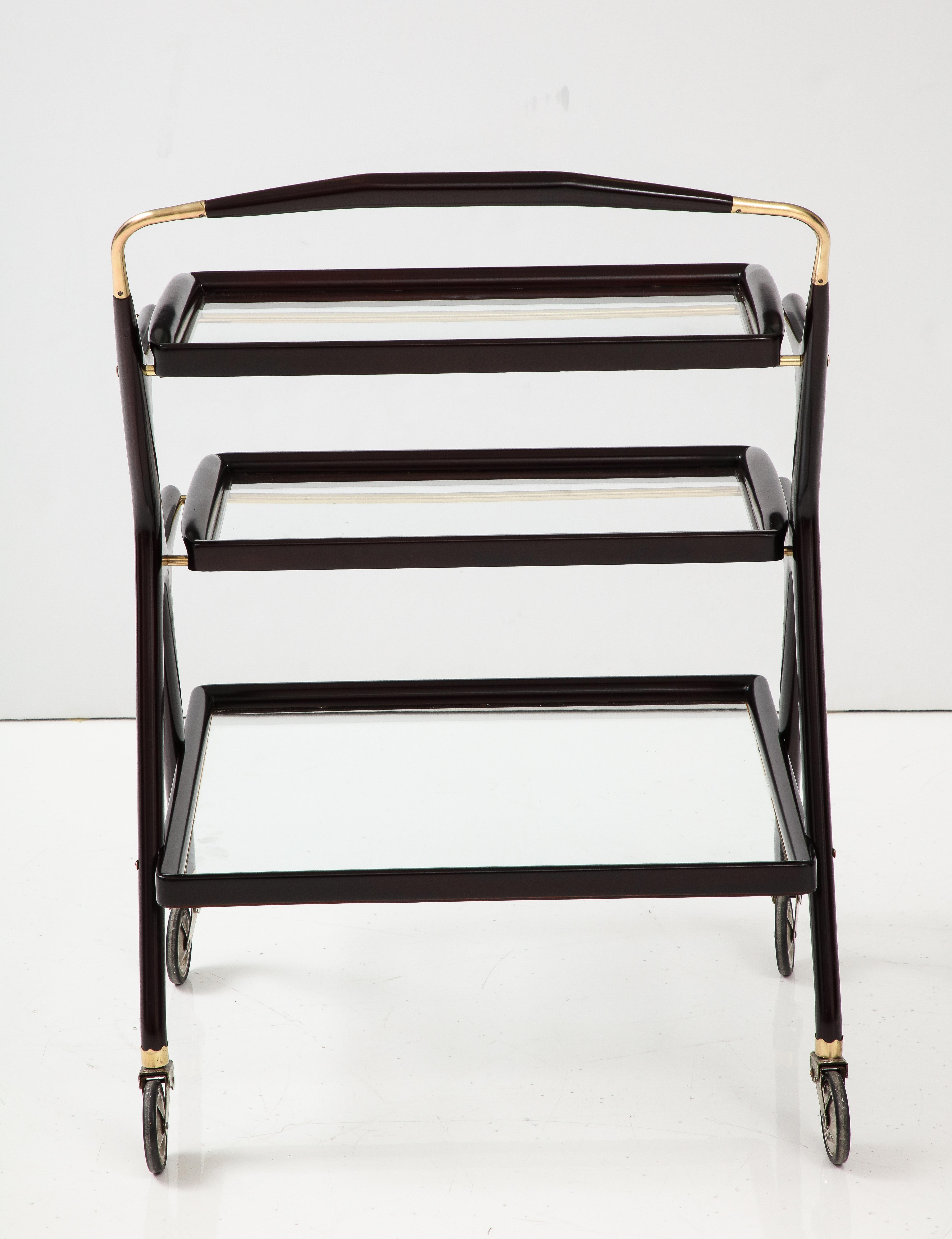 Cesare Lacca Modernist 3 Tier Bar Cart For Sale 2