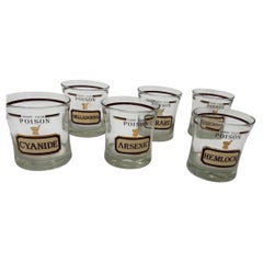 Cera's "Name Your Poison" 22k Gilt Barware Rocks Cocktail Double Rocks Glasses