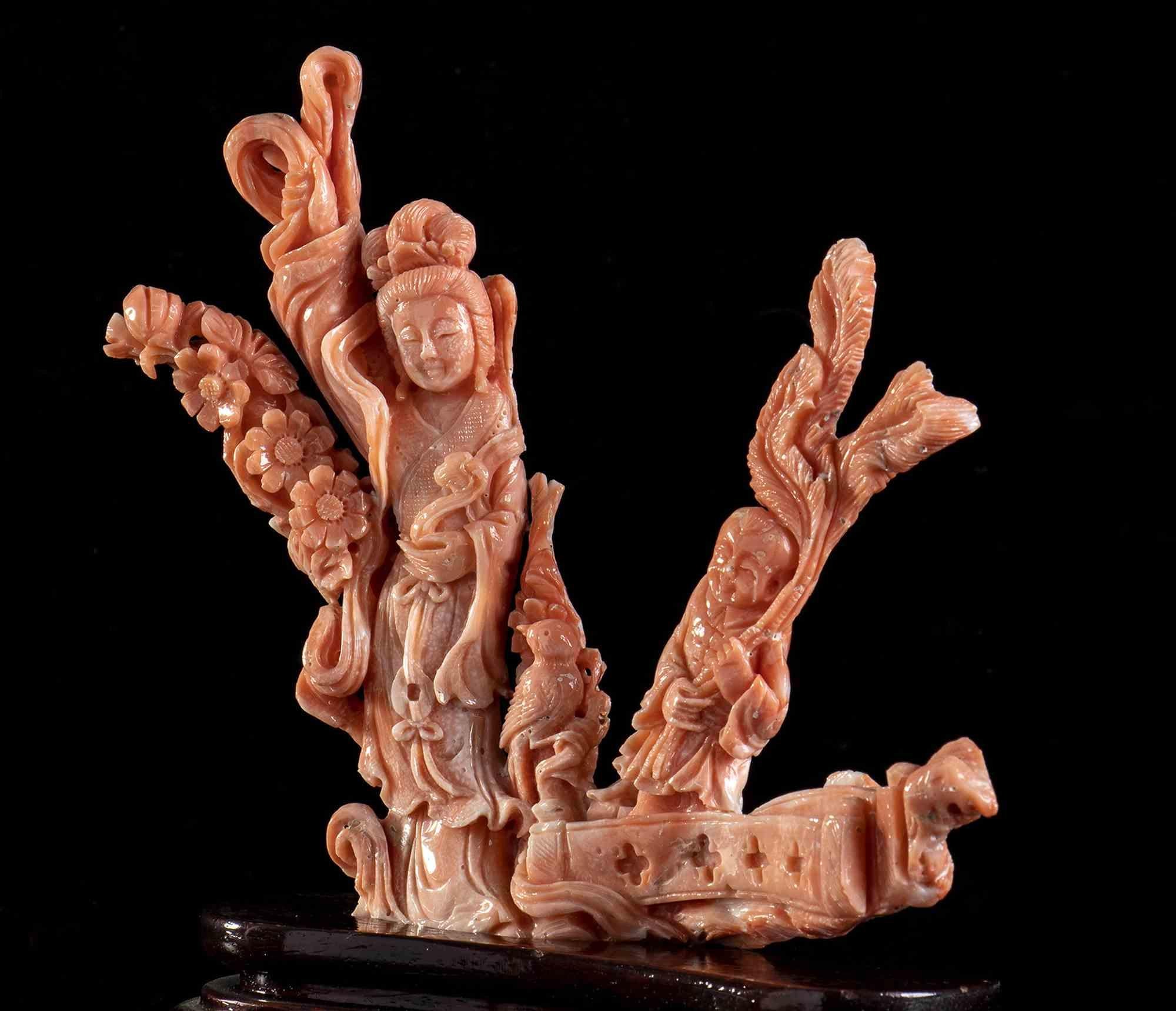 Japanese Cerasuolo Coral Carving, Japan, Late 20th Century