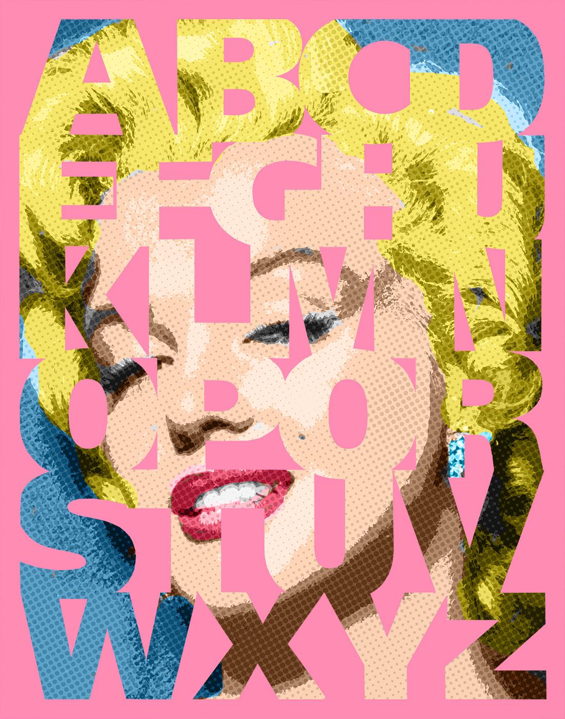 „Alphabet Marilyn Benday Pink“ 39x32 gerahmte POP ART im Angebot 7