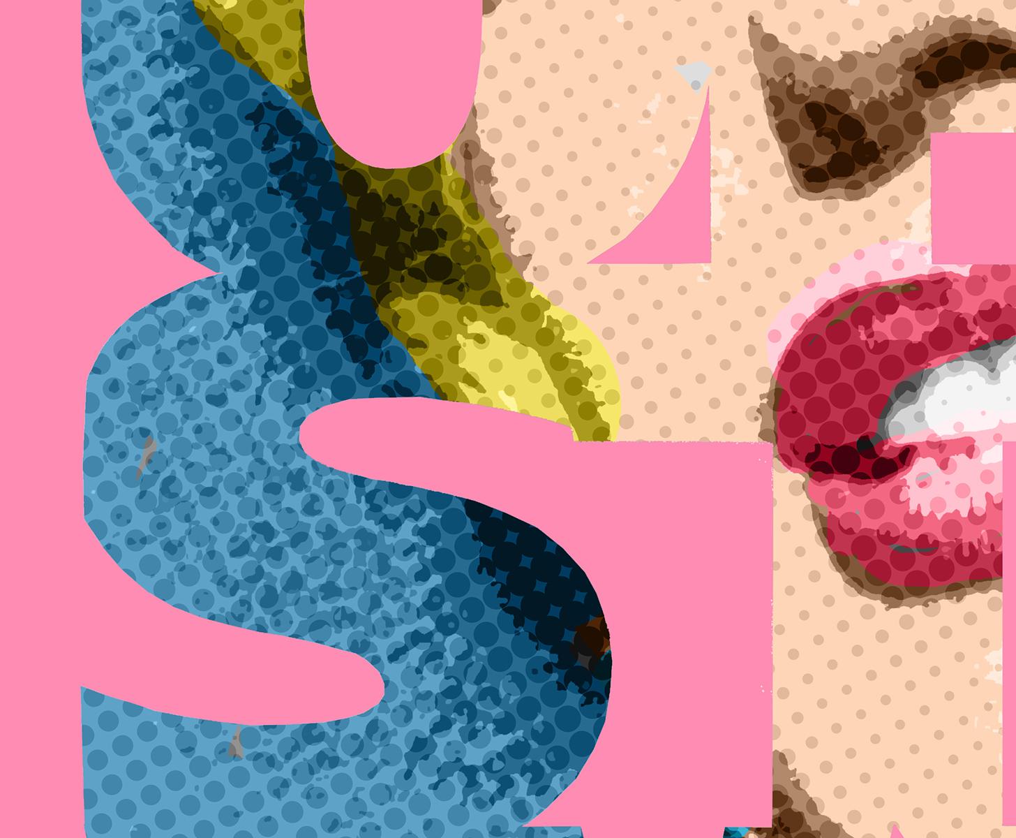 „Alphabet Marilyn Benday Pink“ 39x32 gerahmte POP ART im Angebot 1
