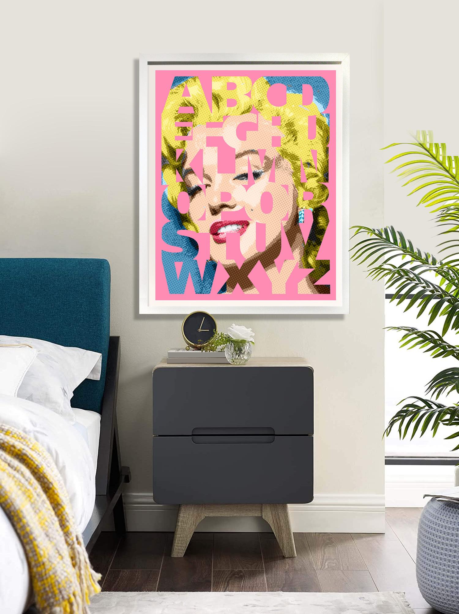 „Alphabet Marilyn Benday Pink“ 39x32 gerahmte POP ART im Angebot 2