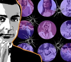 Signé Mono Print 007 « Bond Girls Orange and Violet » avec trous de balle