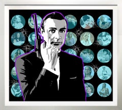 "Bond Girls Violet and Blue"  mixed media 36x39 framed