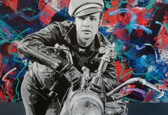 "Brando and G" 36x52"  Pop Art Portrait painting with hand embellishment