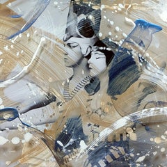 Techniques mixtes sur toile Cléopâtre 1918 acrylique, cire, encre d'archives, peinture métallique