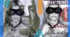 Masquerade Ball with Ben Franklin, acrylic and mixed media Canvas 32x60, 