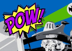 "PURPLE POW" Monoprint Batman & the Movie Star acrílico iridiscente Bat Señal