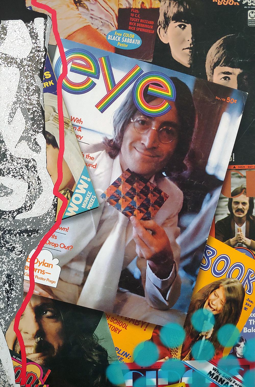 Playing w / Jagger, Acrylpolymer mit Glimmerflecken auf Leinwand mit Archivtinte im Angebot 7