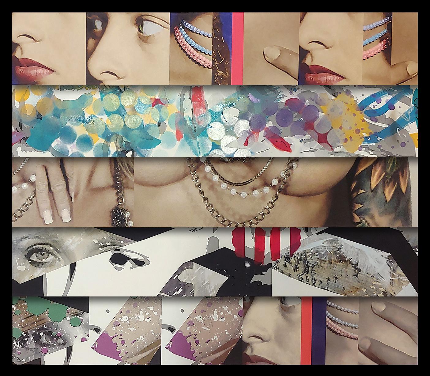 "Bardot vertical"  Collage de técnica mixta con acrílico sobre lienzo
