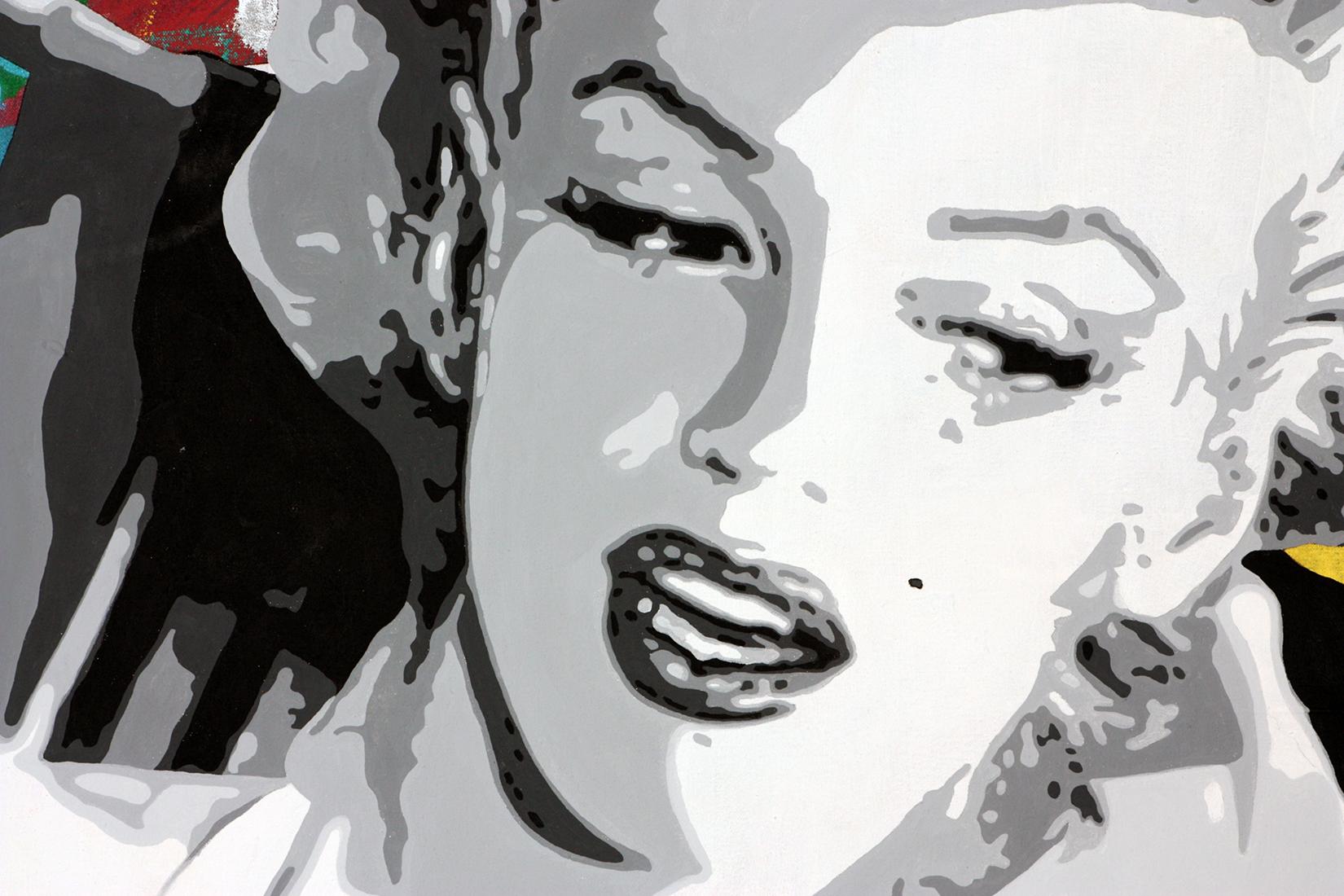 « The Fabulous Monroe Sisters », grande huile et acrylique sur toile 46x66 - Gris Figurative Painting par Ceravolo