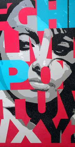 « Alphabet Sophia Diamond Dust », bleu et rouge 43x35 sur toile